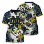 Notre Dame Fighting Irish Flower Pattern All Over Print T Shirt