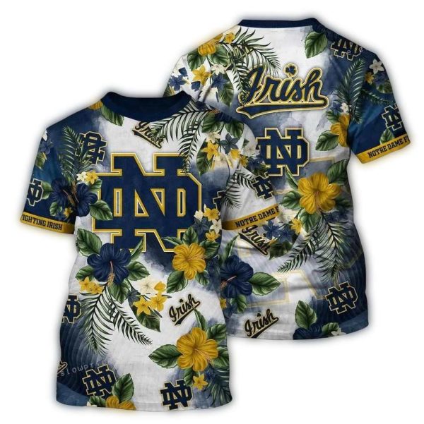 Notre Dame Fighting Irish Flower Pattern AOP T Shirt 1
