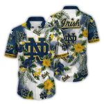 Notre Dame Fighting Irish Flower Pattern Hawaiian Shirt