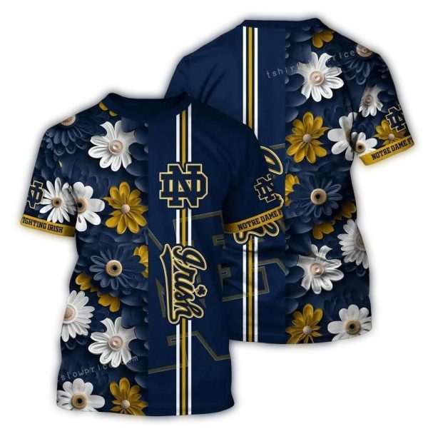 Notre Dame Fighting Irish Flower Stripe AOP T Shirt 1