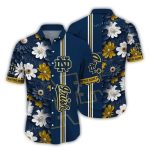 Notre Dame Fighting Irish Flower Stripe Hawaiian Shirt