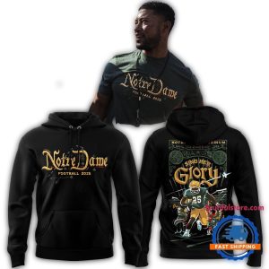 Notre Dame Fighting Irish Football Sing Her Glory 2025 Black All Over Print Hoodie