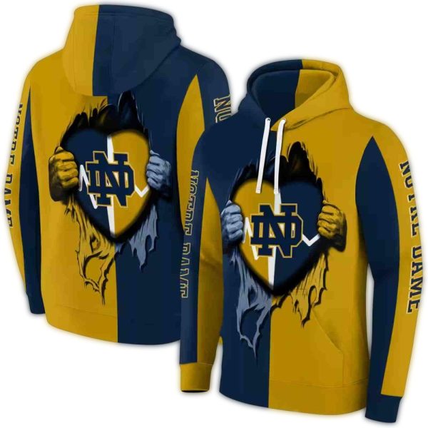 Notre Dame Fighting Irish Heartbeat Graphic AOP Hoodie 1