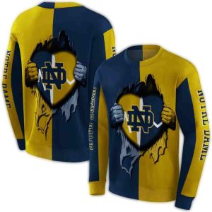 Notre Dame Fighting Irish Heartbeat Graphic All Over Print Sweatshirt