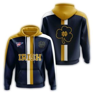 Notre Dame Fighting Irish In My Heart Stripe All Over Print Hoodie