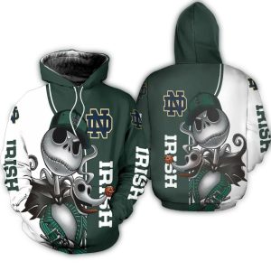 Notre Dame Fighting Irish Jack Skellington And Zero All Over Print Hoodie
