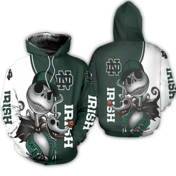 Notre Dame Fighting Irish Jack Skellington And Zero AOP Hoodie 1