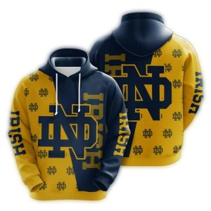 Notre Dame Fighting Irish Many Logo Pattern All Over Print Hoodie
