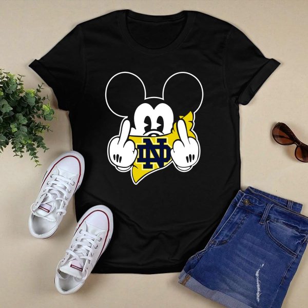 Notre Dame Fighting Irish Mickey Mouse Logo Fusion T Shirt Black 1