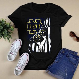 Notre Dame Fighting Irish Nd Logo With American Flag Background T-Shirt