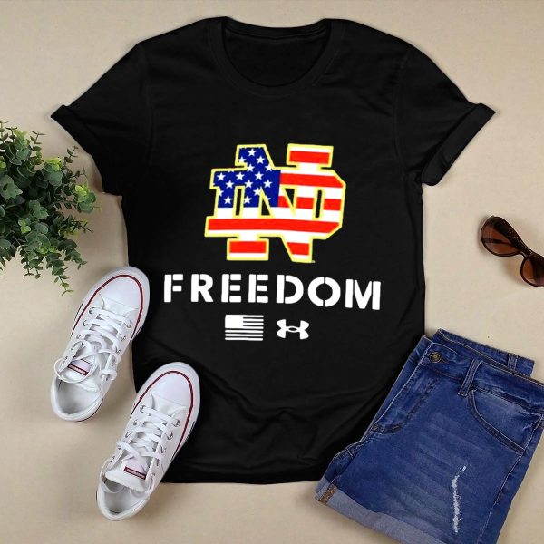 Notre Dame Fighting Irish ND Stars and Stripes Freedom Under Armour T Shirt Black 1
