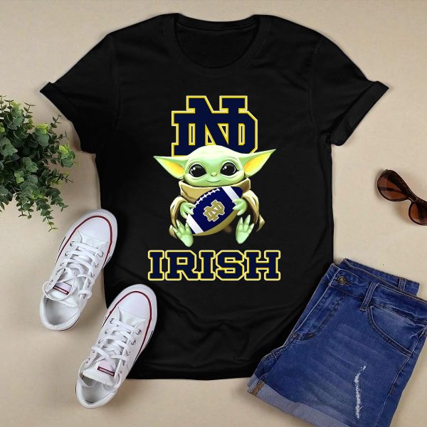 Notre Dame Fighting Irish Nd Baby Yoda Football Irish T Shirt Black 1