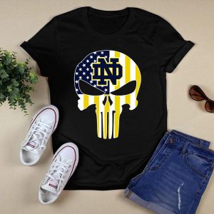Notre Dame Fighting Irish Nd Skull American Flag T-Shirt
