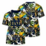 Notre Dame Fighting Irish Parrot Floral Art All Over Print T Shirt