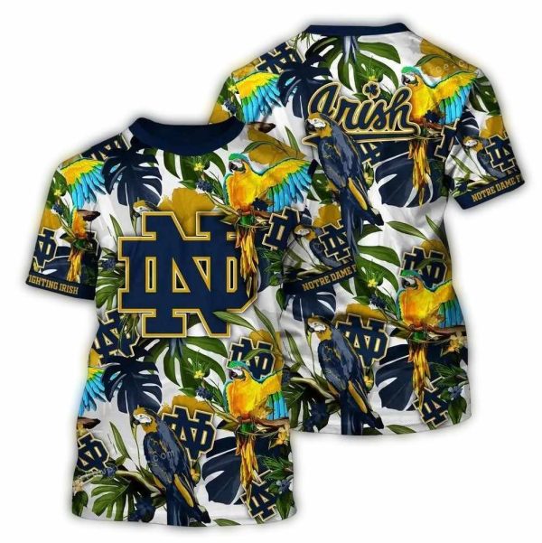 Notre Dame Fighting Irish Parrot Floral Art AOP T Shirt 1