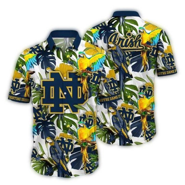 Notre Dame Fighting Irish Parrot Floral Art Hawaiian Shirt 1