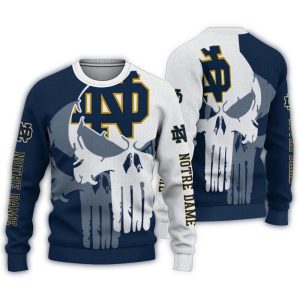 Notre Dame Fighting Irish Punisher Skull Split Ugly Sweater