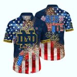 Notre Dame Fighting Irish Red White Firework For 4Th Of July Hawaiian Shirt
