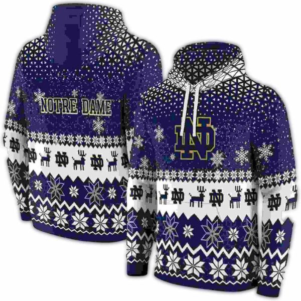 Notre Dame Fighting Irish Reindeer Motif AOP Hoodie 1