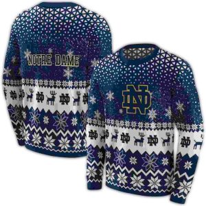 Notre Dame Fighting Irish Reindeer Motif All Over Print Sweatshirt