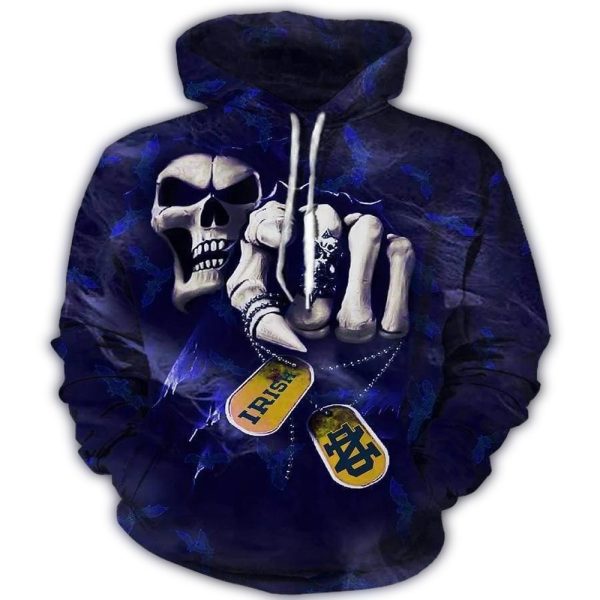 Notre Dame Fighting Irish Skull Death AOP Hoodie 1