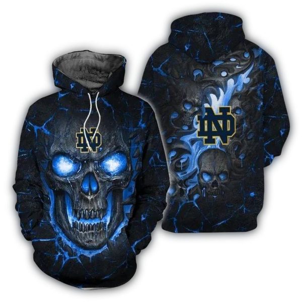 Notre Dame Fighting Irish Skull Fire Eyes AOP Hoodie 1