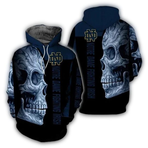 Notre Dame Fighting Irish Skull For Fan AOP Hoodie 1