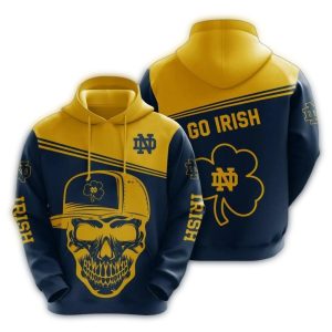 Notre Dame Fighting Irish Skull Hat Go Irish All Over Print Hoodie