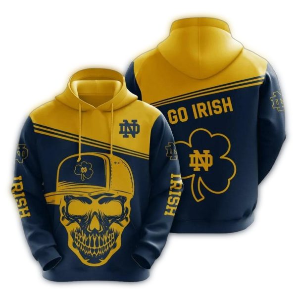 Notre Dame Fighting Irish Skull Hat Go Irish AOP Hoodie 1