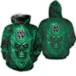 Notre Dame Fighting Irish Skull Lighning All Over Print Hoodie