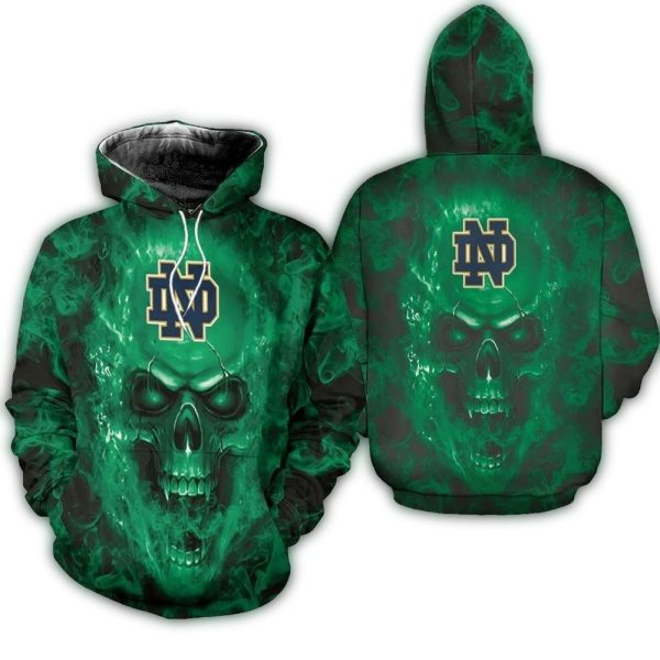 Notre Dame Fighting Irish Skull Lighning AOP Hoodie 1