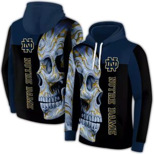 Notre Dame Fighting Irish Skull Motif All Over Print Hoodie