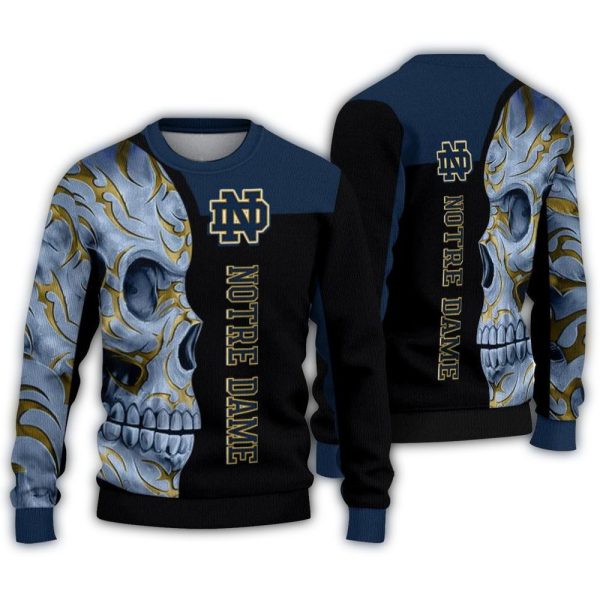 Notre Dame Fighting Irish Skull Swirl Ugly Sweater 1