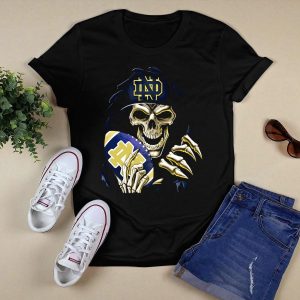 Notre Dame Fighting Irish Skull With Football Helmet T-Shirt