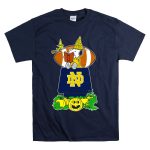 Notre Dame Fighting Irish Snoopy Halloween Pumpkin Scene With Football T-Shirt
