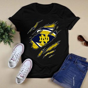 Notre Dame Fighting Irish Superman Logo Rip T-Shirt
