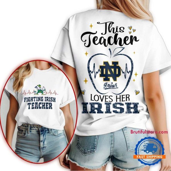 Notre Dame Fighting Irish Teacher Appreciation Month Vintage T Shirt 1