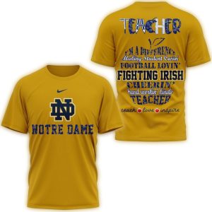 Notre Dame Fighting Irish Teacher Pride 2025 All Over Print T Shirt