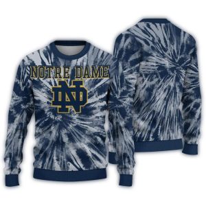 Notre Dame Fighting Irish Tie Dye Pattern Ugly Sweater