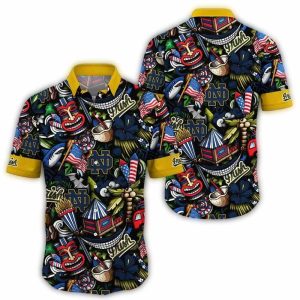 Notre Dame Fighting Irish Tiki Floral Pattern Hawaiian Shirt