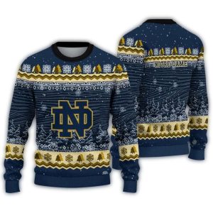 Notre Dame Fighting Irish Tree Pattern Ugly Sweater