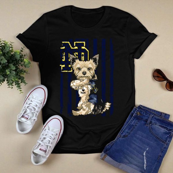 Notre Dame Fighting Irish Yorkshire Terrier I Love Mom T Shirt Black 1