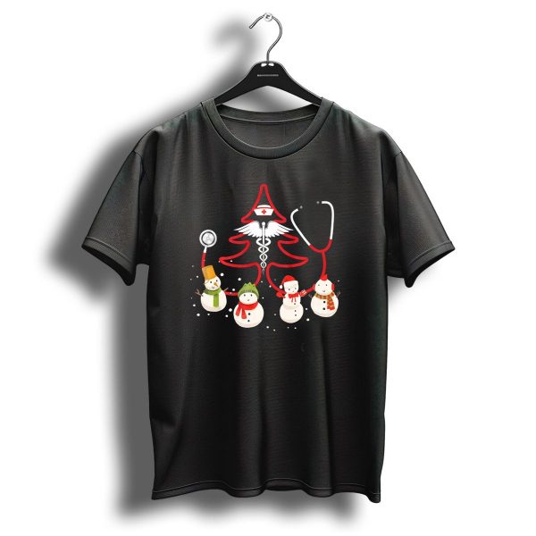 Nurse Christmas Costume Funny Chris Snowmen Stethoscope Tree T Shirt 1 t shirt 1