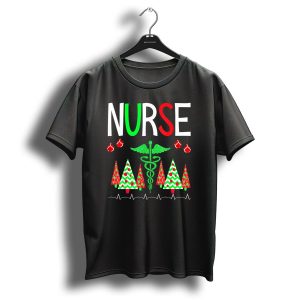 Nurse Christmas Tree Caduceus Ornaments Festive Holiday T-Shirt