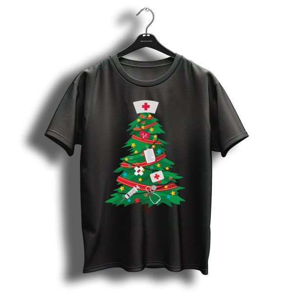 Nurse Christmas Tree Medical Holiday Decor Stethoscope Syringe Nurse Cap T Shirt 1 t shirt 1