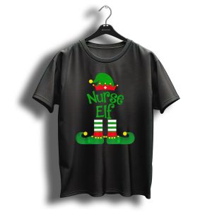 Nurse Elf Christmas Hat And Striped Shoes T-Shirt