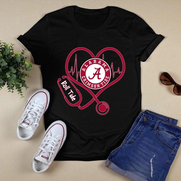 Nurse Heartbeat Love Alabama Crimson Tide Roll Tide shirt Style 1 Black 1