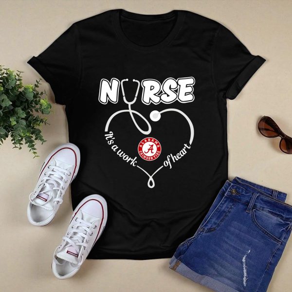 Nurse Its A Work Of Heart Alabama Crimson Tide T Shirt Style 1 Black 1