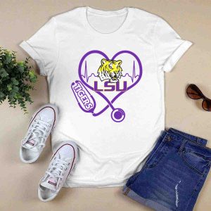 Nurse Love Lsu Tigers Heartbeat Stethoscope Tiger T-Shirt