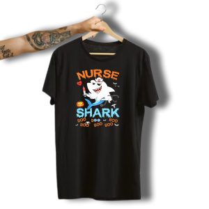 Nurse Shark Halloween Boo Scare With Pumpkins And Ocean Nurse T-Shirt